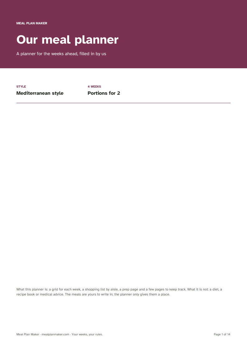 Example planner page: Mediterranean cover